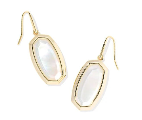 Dani Gold Ivory Bezel Drop Earring