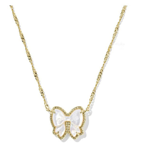 Haley Ivory Bow Pendant Necklace-Mother of Pearl