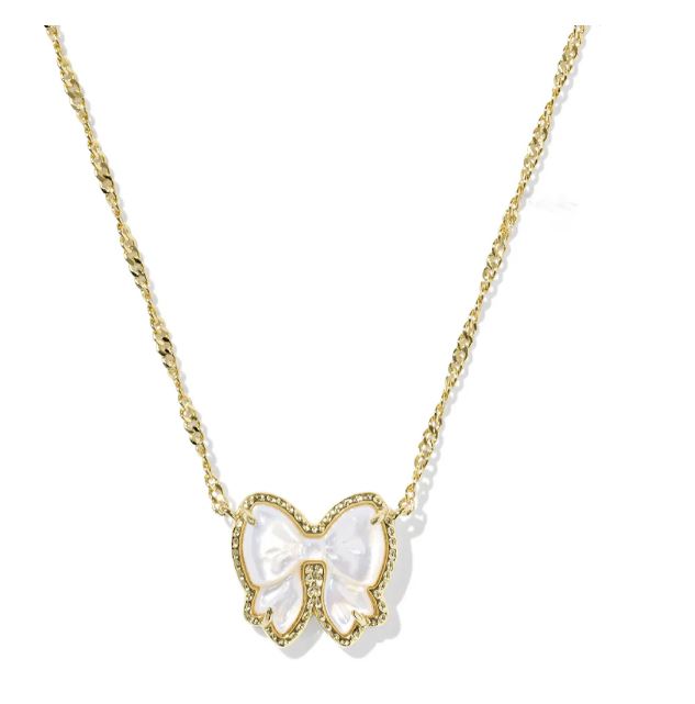 Haley Ivory Bow Pendant Necklace-Mother of Pearl