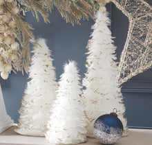 White Feather Gold Glitter Tree-Medium