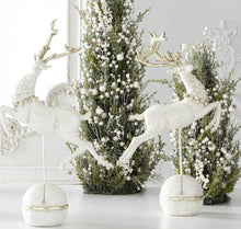 White Glitter Prancing Reindeer