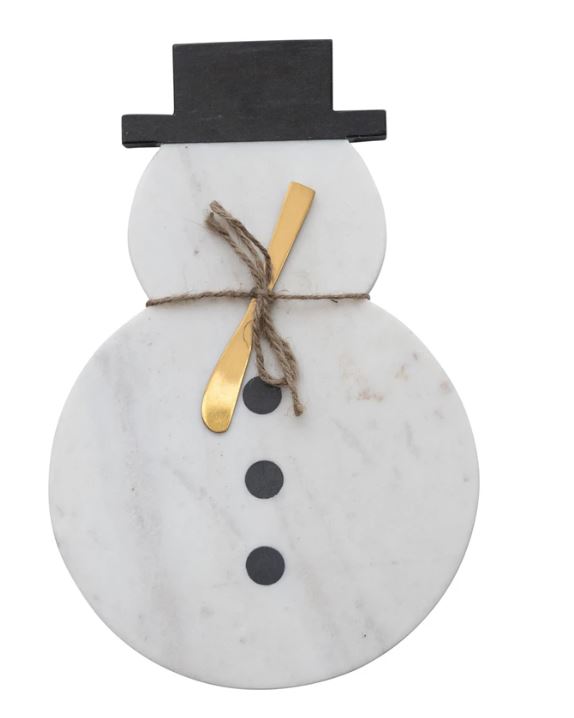 Marble Snowman Board With Canape Knife
