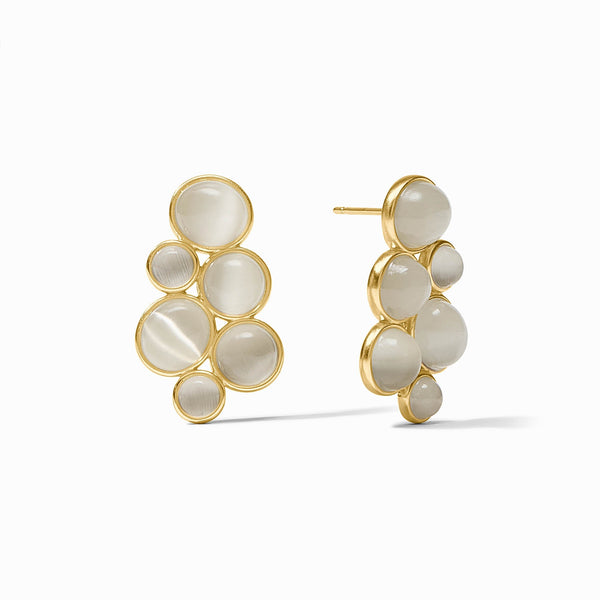 Cobblestone Gold Statement Earring-Ivory Cat's Eye