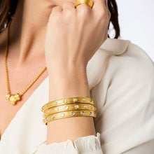 Cobblestone Gold Bangle-Ivory Cat's Eye-Medium