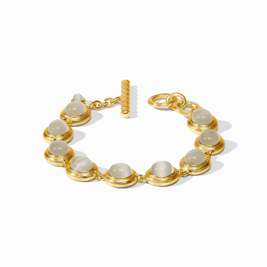 Cobblestone Gold Tennis Bracelet-Ivory Cat's Eye