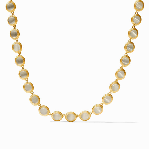Cobblestone Gold Tennis Necklace-Ivory Cat's Eye