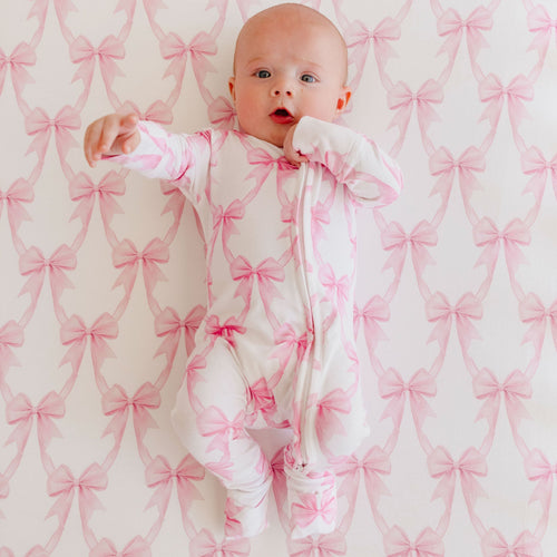 Bow My Gosh Bamboo Convertible Zip Up Footie Pajama 18-24M