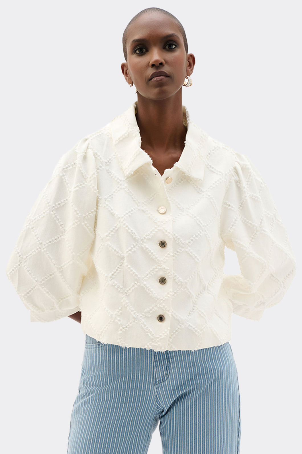 Cotton Twill Balloon Sleeve Jacket