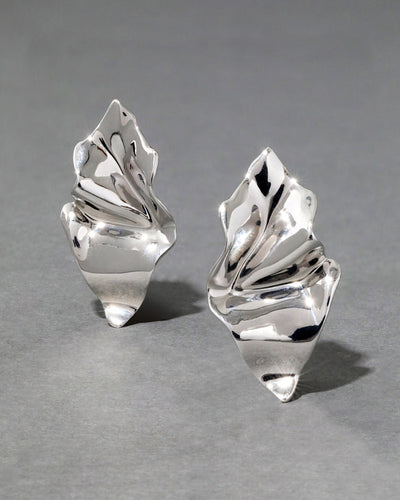 Crumpled Silver Small Post Earring