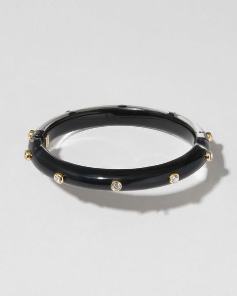 Onyx Crystal Studded Lucite Hinge Bracelet