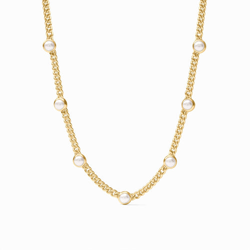 Dolce Gold Delicate Station Necklace-Pearl
