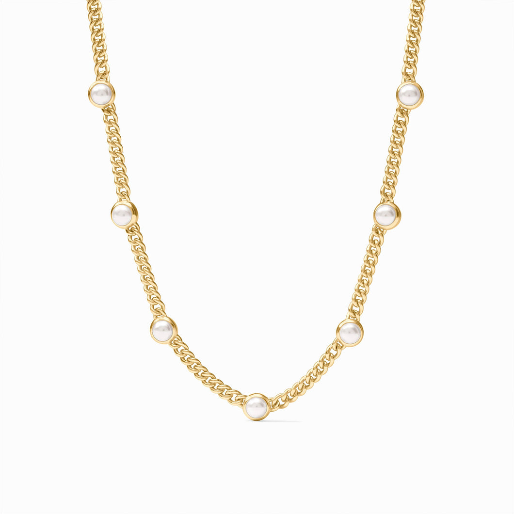 Dolce Gold Delicate Station Necklace-Pearl