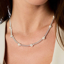 Dolce Silver Delicate Station Necklace-Pearl