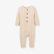 Wheat Horseshoe Cable Knit Baby Jumpsuit 3-6M