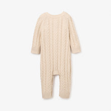 Wheat Horseshoe Cable Knit Baby Jumpsuit 3-6M