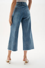 Wide Leg Embroidered Cropped Light Blue Denim  Jean