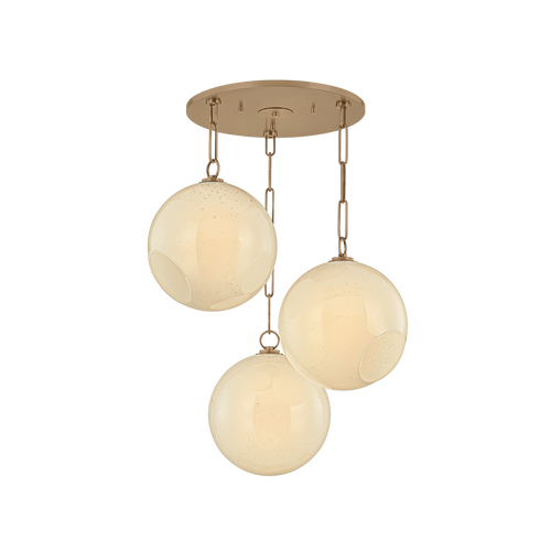 Bramble 3 Light Chandelier, Patina Brass
