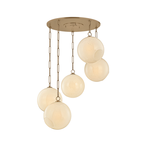 Bramble 5 Light Chandelier, Patina Brass