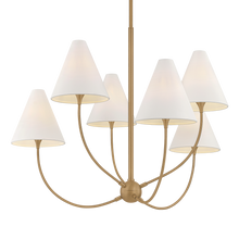 Evermore 6 Light Chandelier, Patina Brass