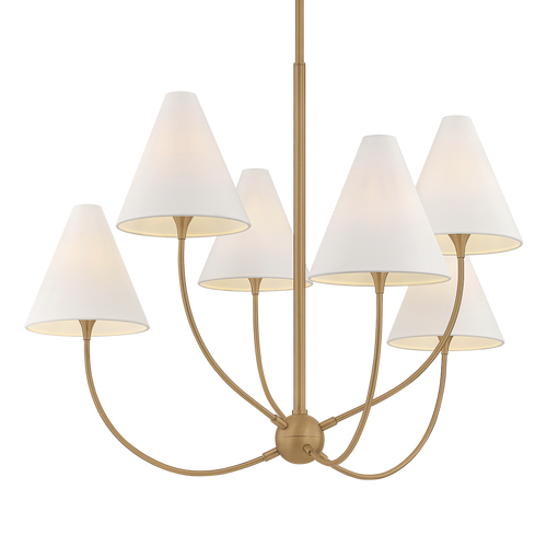 Evermore 6 Light Chandelier, Patina Brass