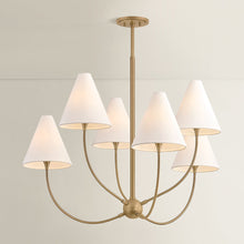 Evermore 6 Light Chandelier, Patina Brass