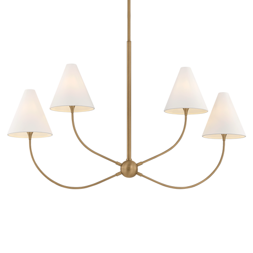 Evermore 4 Light Chandelier, Patina Brass