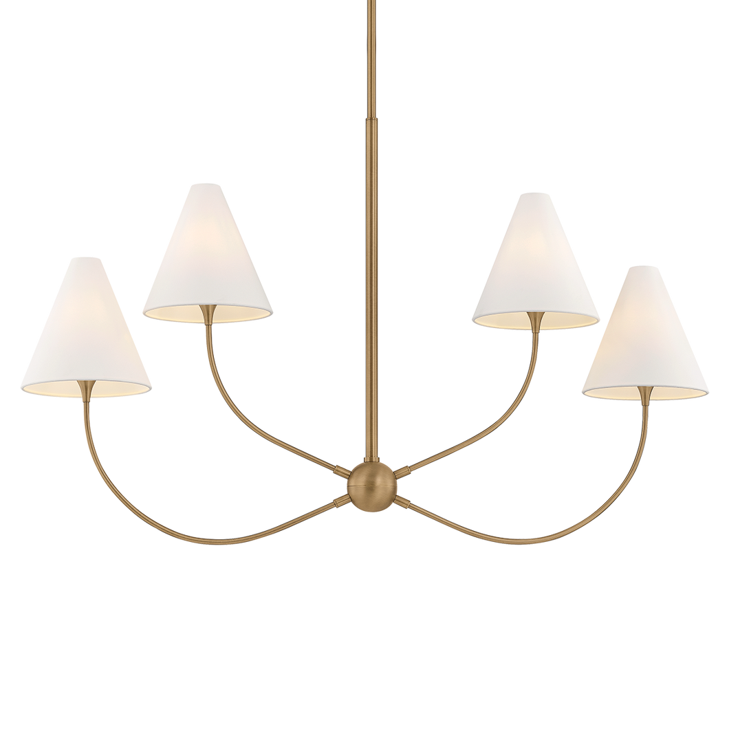 Evermore 4 Light Chandelier, Patina Brass
