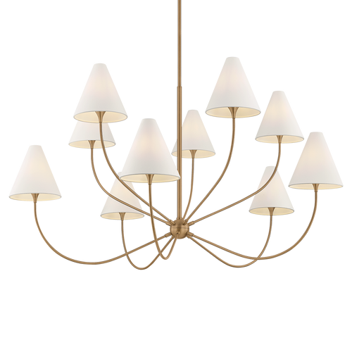 Evermore 10 Light Chandelier, Patina Brass