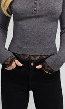 Olivia Lace Combo Henley Sweater