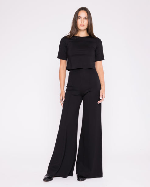 Ponte Knit Wide Leg Pant