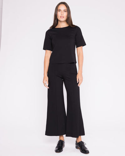 Ponte Knit Cropped Wide Leg Pant