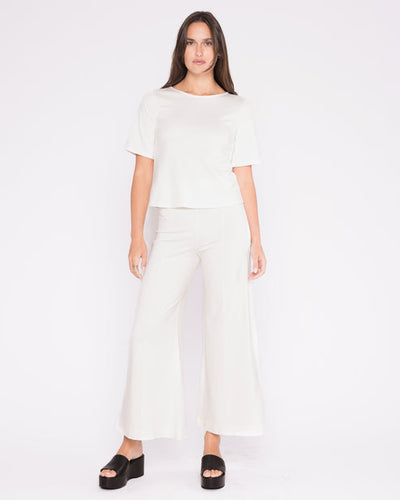 Ponte Knit Cropped Wide Leg Pant