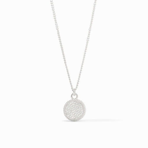 Fleur-De-Lis CZ Solitaire Silver Necklace