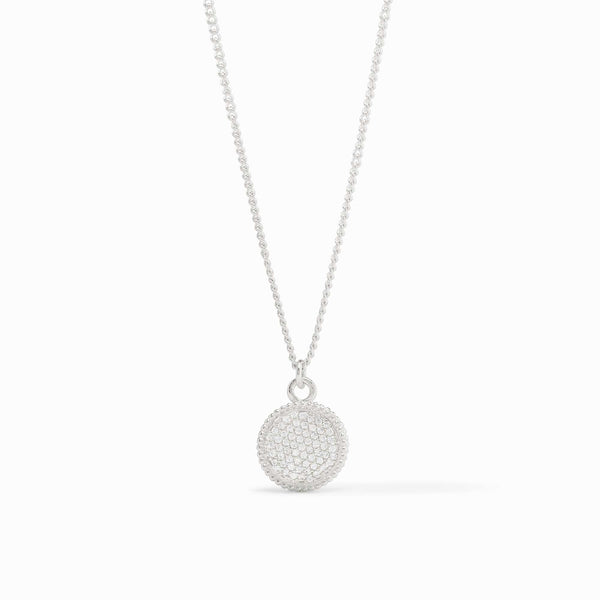 Fleur-De-Lis CZ Solitaire Silver Necklace