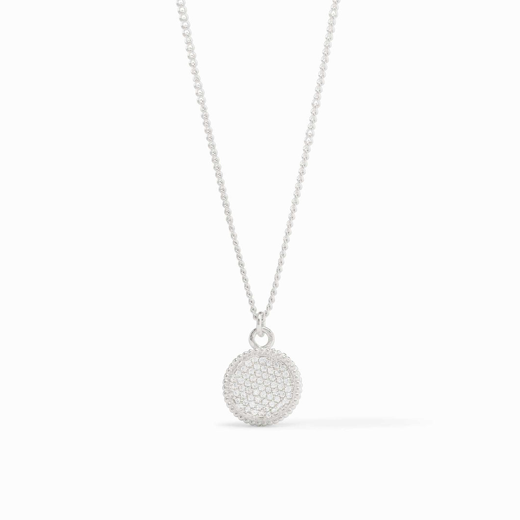 Fleur-De-Lis CZ Solitaire Silver Necklace