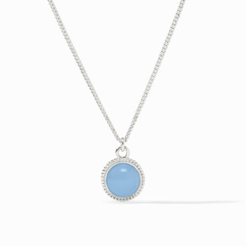 Fleur-De-Lis Solitaire Necklace-Chalcedony Blue