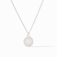 Fleur-De-Lis Solitaire Silver Necklace-Clear Crystal