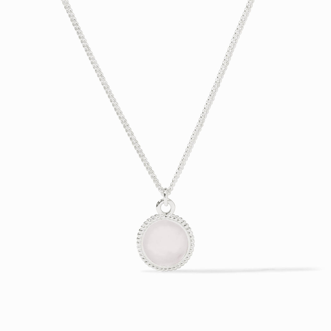 Fleur-De-Lis Solitaire Silver Necklace-Clear Crystal