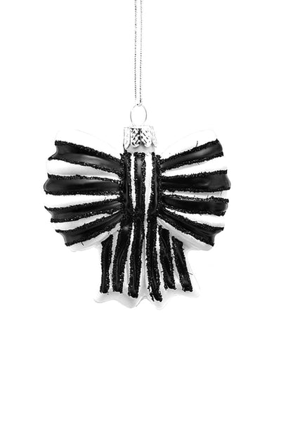 Black and White Striped Bow Ornament