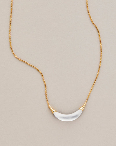 Silver Gold Crescent Lucite Necklace