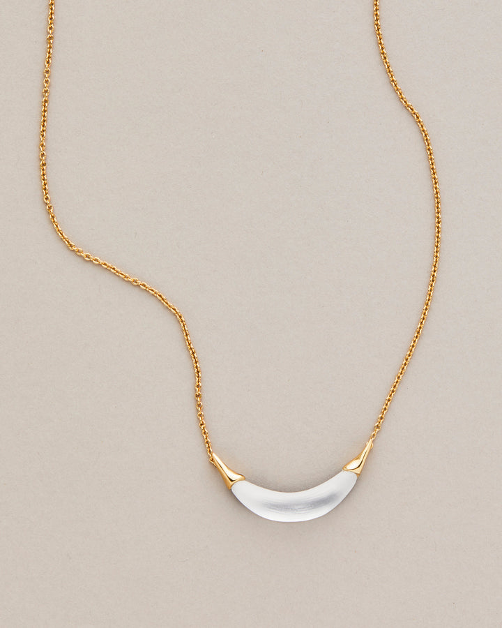 Silver Gold Crescent Lucite Necklace