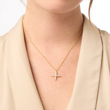 Gumdrop Cross Gold Delicate Necklace-Pearl