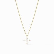 Gumdrop Cross Gold Delicate Necklace-Pearl