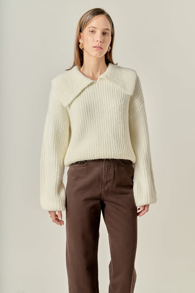 Collared Rib Chunky Sweater