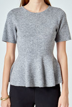 Wool Blend Peplum Sweater Knit Top