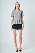 Wool Blend Peplum Sweater Knit Top