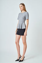 Wool Blend Peplum Sweater Knit Top