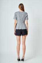 Wool Blend Peplum Sweater Knit Top