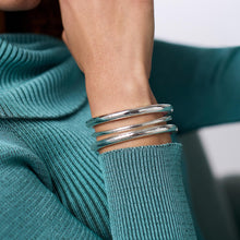 Havana Demi Silver Bangle-Medium