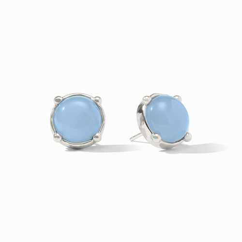 Honey Chalcedony Blue Silver Stud